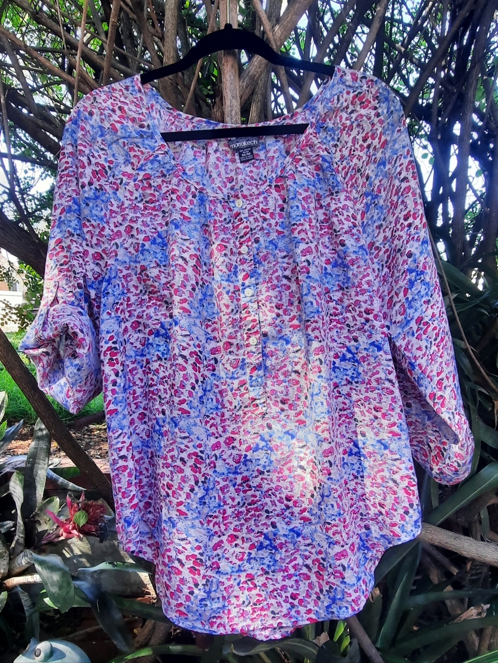 Seychelles Pink & Blue Floral Button-Front Blouse